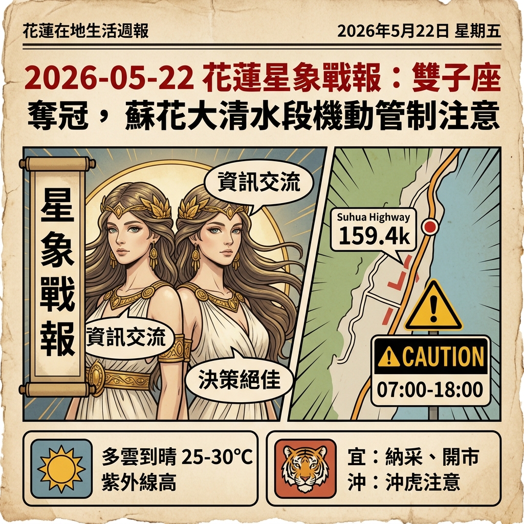 2026-05-22 花蓮星象戰報：雙子座奪冠，蘇花大清水段機動管制注意