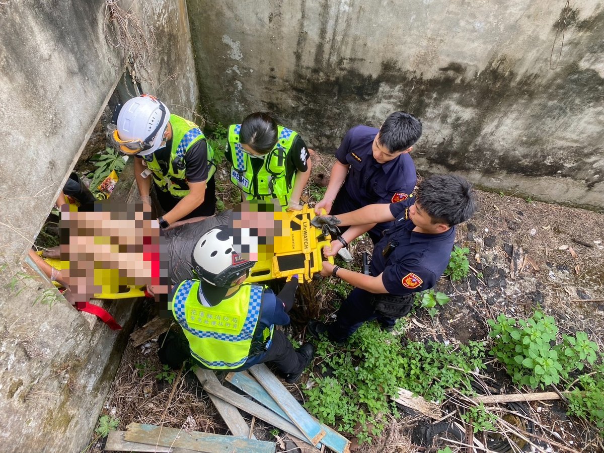花蓮新城警消協力救援 醫院失聯病患墜溝獲生